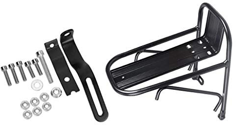 Fonowx Porte-Bagages Avant en Alliage Aluminium à Vélo, Support Rangement de Charge 15 kg pour Vélo de Route, VTT, Bicyclette, 23 cm x 14,5 cm, Noir