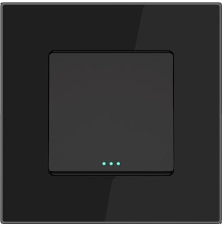 PULSAR Lichtschalter Unterputz 1 Fach Glas Schwarz, Ein- / Ausschalter Einzeln Wandlichtschalter Standardschalter Unterputz Schalter Lichtschalter Glas
