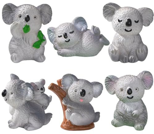 KJoet 6 Stück Koala-Figur, Mini-Tierfigur, Figur, Dekoration, Dekoration, Gartenfiguren, Tierdekoration