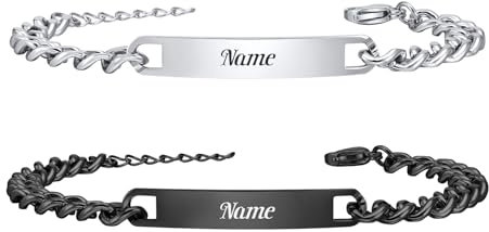 XUANPAI Partnerarmbänder Paar Armbänder mit Gravur - Personalisierte Pärchen Armband Edelstahl Partner Armbänder Silber Armband für Paare Geschenk Valentinstag Hochzeitstag Geburtstag Weihnachten