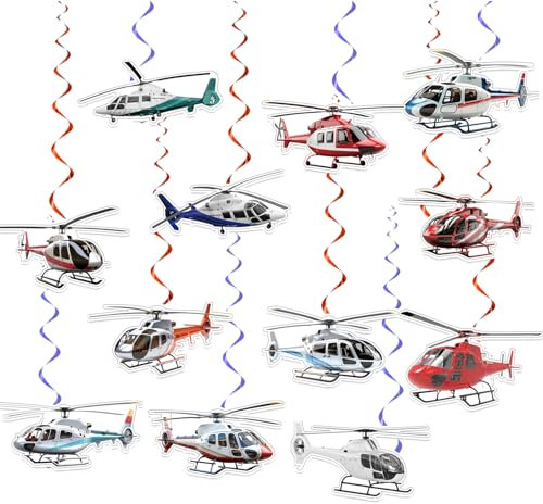 24 Pcs Hubschrauber Hängende Wirbel Hubschrauber Spiralen Decke Wirbel Dekorationen Flugzeug Hubschrauber Hängende Dekorationen für Hubschrauber Geburtstag Dekorationen Party Zubehör
