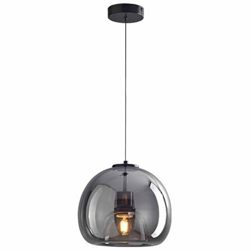 TRIVIDHA Suspension en Verre Gris Fumé pour Îlot De Cuisine Luminaires Suspendus en Verre Soufflé À La Main sur Évier Lampe À Suspension Réglable pour Café Bar Restaurant Couloir Salon