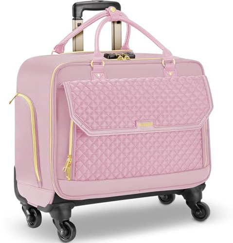 Arcoyard Porte-documents à roulettes pour ordinateur portable, avec 4 roulettes pivotantes et poignée télescopique extensible, sac d'ordinateur enroulable pour travail, voyage, bagage à main, design,