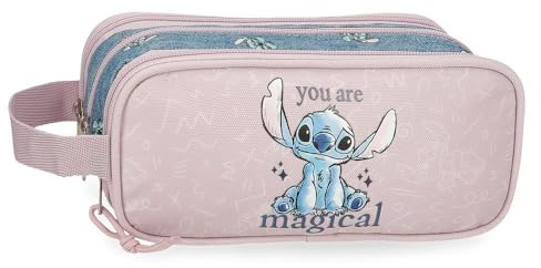 Disney Joumma Stitch You Are Magical Dreifach-Federmäppchen, Blau, 22 x 10 x 9 cm, Polyester, blau, Dreifaches Federmäppchen