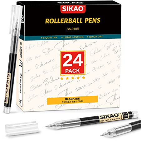 Sikao Tintenroller mit flüssiger Tinte, Tintenroller, Bürostifte, feine Spitze, schwarze Tinte (24)