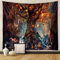 STRHPOLE Wandteppich Baum des Lebens Wandbehang Tapisserie Wandtuch Wasserfälle mit Elfen Unter Altem Verzaubertem Baum Wald Glühwürmchen Wandteppich Psychedelic für Schlafzimmer Wohnzimmer Wohnheim
