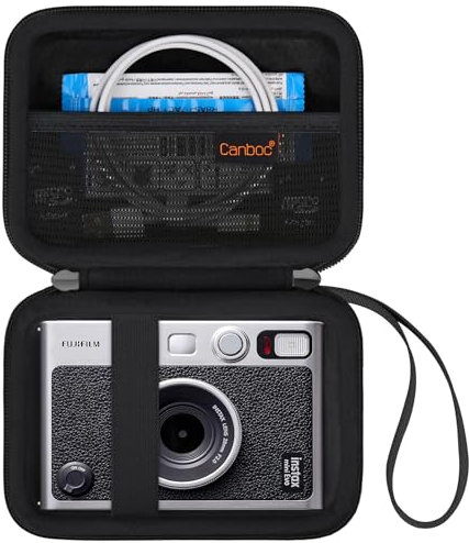 Canboc Carrying Case Compatible with Fujifilm Instax Mini EVO Instant Camera, Mesh Pocket fit Instax Mini Instant Film and Cable, Black
