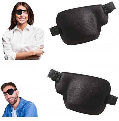 SSKHE Patchs Oculaires, 2Pcs 3D Patch Médical Ajustable pour le Strabisme Gauche et Droit, l'Amblyopie, la Paresse Oculaire, l'Entraînement et la Récupération de la Vision, Noir