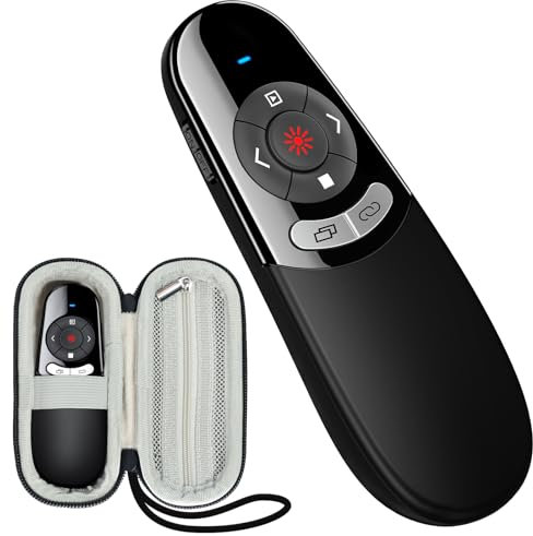 USB C Presenter mit Tasche, Kabellose 2.4 GHz Pointer für Präsentationen, Präsentationsfernbedienung via Typ C und USB Empfänger, Powerpoint Fernbedienung für Windows 7/8/10/Mac/Linux/Android