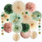 Sage Green and Dusty Pink Party Decorations - Paper Pom Poms, Fans, Lanterns for Women Girls Birthday Baby Shower Wedding Decor