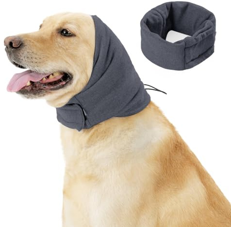 Dog Calming Hoodie Ear Wraps,Breathable Dogs Ear Protection Self-adhesive Fixing with Elastic Adjustable Buckle for Dog Calming Grooming and Force Drying Bathing