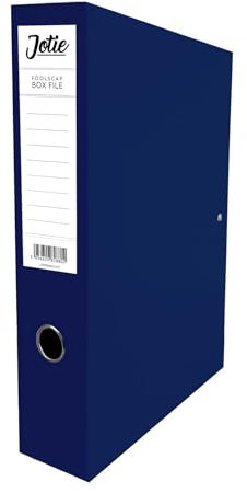 Box File with Lock Spring Ring Pull & Catch Glossy Finish 75mm Spine Ideal Document Organiser for Office School Paperwork Storage Foolscap Box Files Navy Blue
