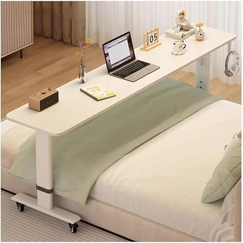 SQMGFA Rollbarer Betttisch, höhenverstellbar, mit Rollen, Mehrzweck-Computertisch und Steharbeitsplatz, Schreibtisch, 150 x 40 x 68, 103 cm, Farbe: Schwarz (Weiß 180 x 40 x 68)