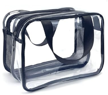 Zcbzbn Trousse de toilette transparente, double couche grand sac de toilette de voyage imperméable en PVC avec poignée sac de rangement humide et sec pour la natation et la gym pour femmes, hommes,