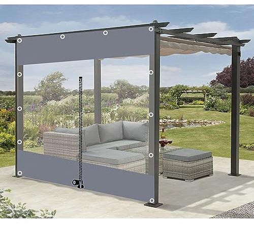 Tende in PVC trasparente per pergola, gazebo, patio, veranda, garage, con cerniera, 4 x 2,3 m
