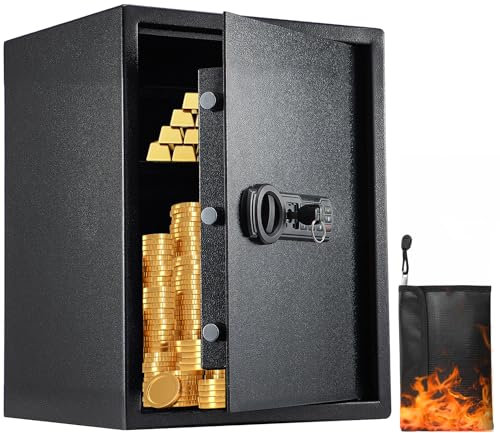 Youyijia 60L Stahl Safe tresor mit Digital-Tastatur, Dualem Alarm & feuerfester Tasche, tresor mit schlüssel für Geld, Schmuck, Bargeld, Dokumente – Ideal für Hotel, Geschäft und Zuhause.
