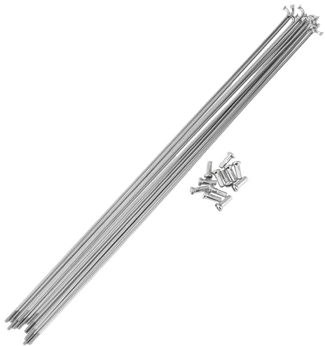 HEROFFIX 12 Stück Fahrradspeichen Silberfarben 285mm Edelstahl 304 | Fahrrad, Renneinsatz, Verbesserte Haltbarkeit, Stoßfestigkeit, Speichenlänge 285mm, Durchmesser 2mm, Kupfernippel