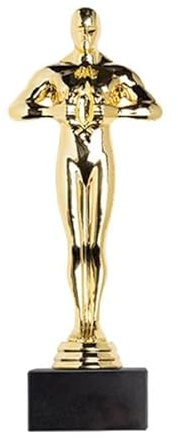 PROMO SHOP - Goldene Trophäe mit Marmorsockel, goldfarbene Statue, Stil, originelles und personalisiertes Geschenk (Trophäe ohne Personalisierung)
