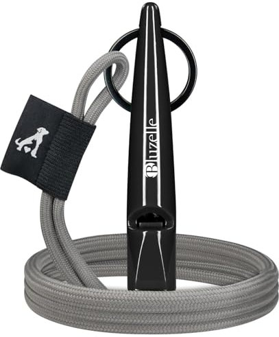 bluzelle Recall 5800 Profi Hundepfeife mit Band für Hundetraining, Pfeife aus BPA-freiem Kunststoff, Einstellbares Umhängeband aus Polyester, Genormte Frequenz 5800Hz, Hund Rückruf, Farbe:Schwarz