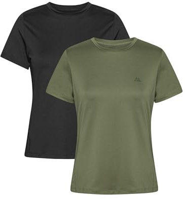 DANISH ENDURANCE Sportshirt Damen, Leicht & Atmungsaktiv, 1er & 2er Pack | Sport Oberteil, Leicht & Atmungsaktiv mit Meshnetz, Feuchtigkeitsableitend für Fitness, Yoga & Laufen