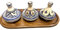 Lot de 3 Mini Tajines avec Plateau – Artisanat Marocain pour Condiments et Sauces (MODELE 09)
