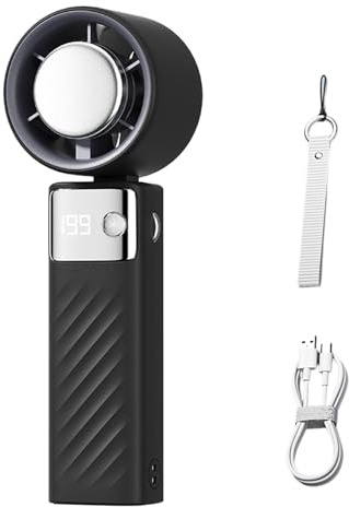 THINCAN Electric fan,Portable Handheld Miniature Fan USB Charging and LED Display for Outdoor and Office Adjustable Speed Cooling Fan