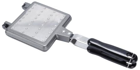 VALICLUD Aluminium Waffelbackform Mit Antihaftbeschichtung Und Hitzeschutzgriff Langlebige Waffelform Für Herd Und Offenes Feuer Praktisches Küchengerät Für Knusprige Waffeln Und Sandwiches