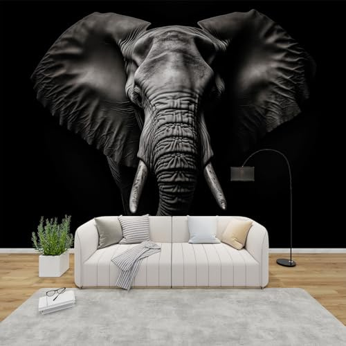 AevuCub Elephant Wall Mural - Animal Mural Wallpaper for Living Room, Bedroom Decor, Wildlife Wall Art, Non-Woven Photo Wallpaper 3D Effect, 250x175 cm