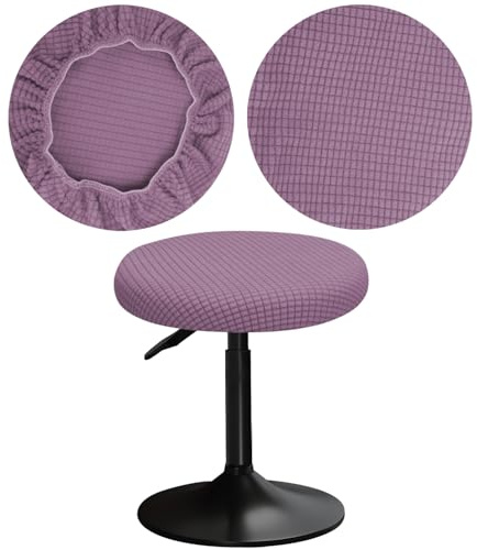 YINGAYOU Hockerbezug Rund 30-40 cm Bezug Barhocker Rund mit Plüsch Quadrate Luxuriöser Stoff Waschbar Dehnbar Wunderschöne Farbe für Runde und Eckige Hocker (1, Violett)