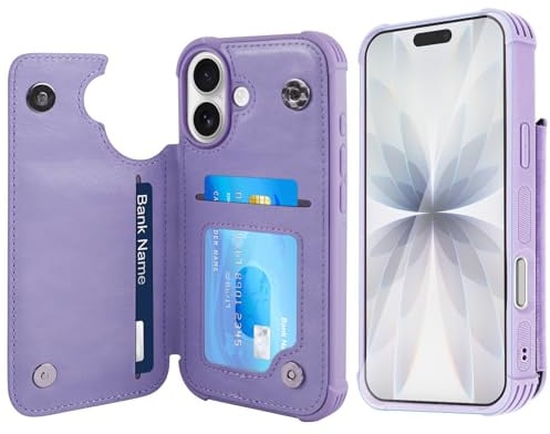 VANAVAGY Fit Car Mount Wallet Case for iPhone 17,Clove Purple | PU Leather Flip Cover for Men & Women,12ft Drop Protection,RFID Blocking Card Holder, Kickstand,Includes Screen Protector
