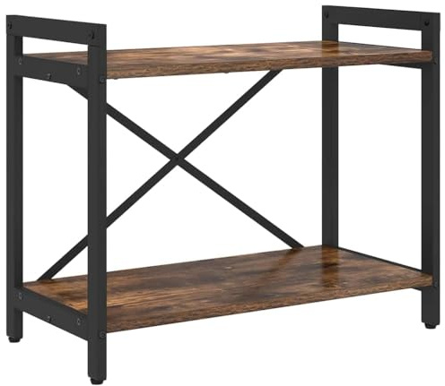 vidaXL Bookcase Smoked oak 60 x 30 x 48.5 cm Engineered wood, Adjustable Feet, Multi-Tiered Stand, Industrial Bookshelf, Storage Shelf Unit, Living Room Organizer, Functional Display Rack