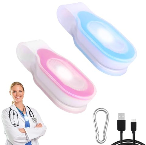 2Pcs Clip on Torch Rechargeable LED Strong Magnetic Light, Small Torch for Night Shift LED Flashlight, Portable Nursing Accessories Ideal for Nurses, Shift, Running, Dog Walking, Outdoor, Emergency