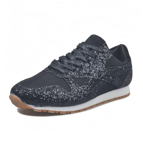 FQLGJMY Plataforma de Mujer Glitter Zapatillas de Deporte con diseño de Encaje Sparkling Zapatos de Tenis Ligeros Strass Moda Chunky Bling Zapatos para Boda Novia Brillante Lentejuelas Fiesta