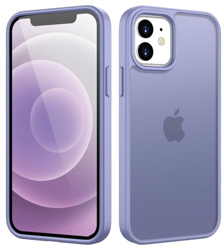 HGH Matt Hülle für iPhone 12/12 Pro 6,1 Zoll, Lila | [Militärschutz] Schutzhülle Samtige Touch Matt Anti-Kratzen, Durchscheinende Rückseite Schutzhülle, Anti-Fingerabdruck