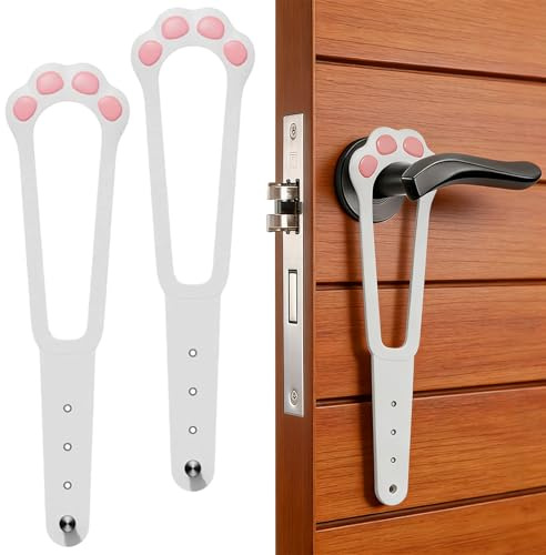ZenithQuest 2PCS Cat Door Latch, Adjustable Cat and Dog Door Stopper with No Pinch Tail Design, Keep Open 1.5 to 6 for Pet Proof Litter Box, White