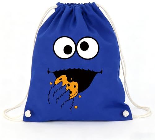Capaneus Keks Monster Turnbeutel Rucksack,Krümelmonster Tasche,Krümelmonster Rucksack,Cookie Kostüm Accessoires,CookieMonster Fastnacht