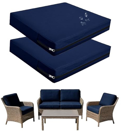 seokor Impermeabili Fodere per Seduta del Divano con Cerniera，50x50 55x45 60x60cm Esterno Copricuscini Rimovibili per Interni ed Esterni, Patio, Giardino Mobili in Rattan(Color4,60x60x10cm (2pcs))