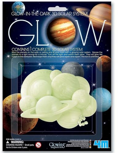 4M Glow-in-the-Dark 3D Solar System, Planet Stickers for Wall & Ceiling