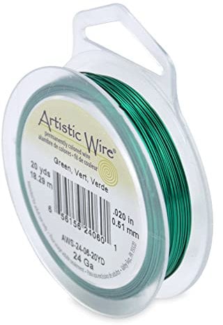 Artistic Wire Tarnish Resistant Colored Copper Craft Wire, Green, 24 Gauge, 20 yd