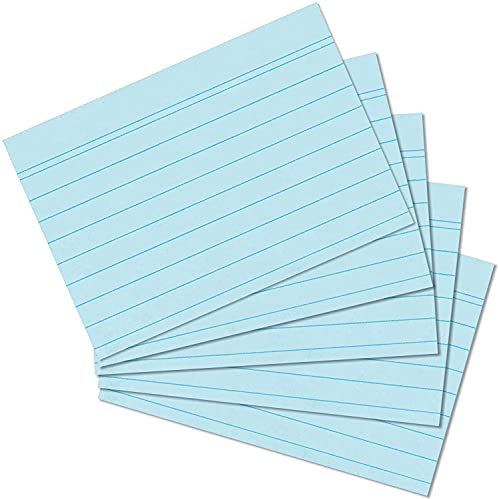 Exacompta 38082B 100er Pack Premium Karteikarten liniert DIN A8 ideal für die Schule, zum Lernen von Vokabeln und passend zur Bunnybox Lernkartei 55 x 74 mm blau