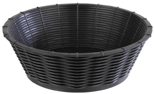 APS 40214 Korb WICKER LOOK, Obstkorb, Brotkorb, Ø 20 cm, Höhe 6,5 cm, Polypropylen, schwarz