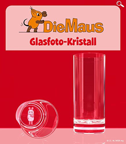 GLASFOTO.COM Original Die Sendung mit der Maus Trinkglas - Kristallglas mit 3D Innengravur – 0,25 l 66 x 155 mm