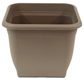 greemotion Pflanzkübel Pia Taupe - Blumentopf 28x28cm - 9L Blumenkübel eckig - Übertopf UV-beständiger Kunststoff - Pflanztopf frostsicher - Pflanzgefäß mit Bodenlöchern - Pflanzen-Zubehör