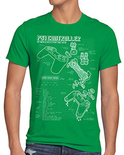 style3 PS1 Controller Blaupause Herren T-Shirt PS Gamepad Konsole Classic Gamer