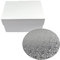 Miss Bakery's House® Cake Box mit MDF Board - Set 761: Transportkarton 34x34x15 cm - weiß - und stabile runde Holzfaser-Tortenunterlage - Ø 34 cm - silber beschichtet