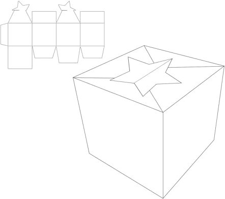 Vaessen Creative MV-SS-211 Handwerk Geschenkbox Stanzschablone, Böxli Stern, Eigene Box, Schmuckbox, Adventskalender, Platzhalter oder andere Bastelprojekte herstellen, Silber, 13 x 20,3 cm