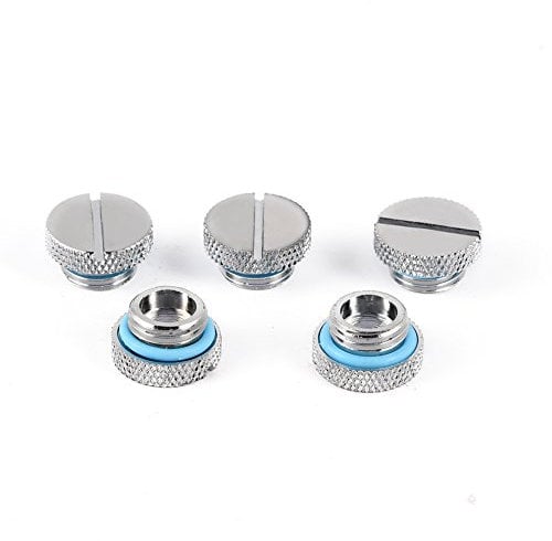 Water Cooling Plug Fitting, 5Pcs/Pack Brass G1/4 Thread Screw-In Water Stopper Plug for Computer PC Water Cooling System