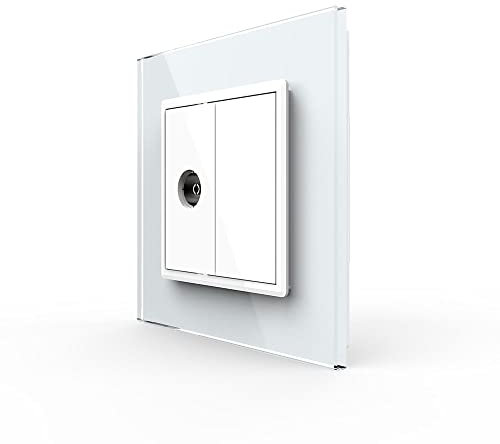 LIVOLO TV-Dose Antennendose mit Glasblende VL-C7-1V-11 + VL-C7-SR-11-A Weiß