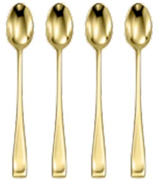 Oneida Moda Lux Set of 4 Iced Tea Spoons Brushed Gold 18/10 Stainless