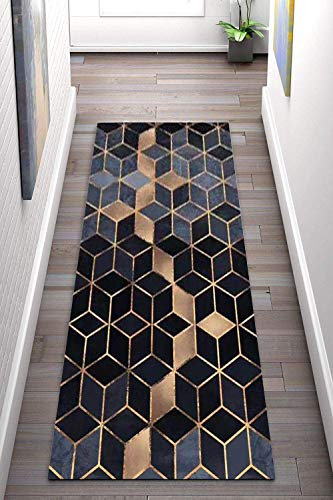 Korridor Teppich- Geometrische Flur Läufer Teppich, rutschfeste, Breite 80 cm / 100 cm / 140 cm erhältlich, Länge Anpassbare for Corridor (80×400cm)